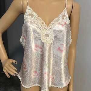 Elegant Vintage Indulgence Lace Trim Satin Camisole USA🇺🇸